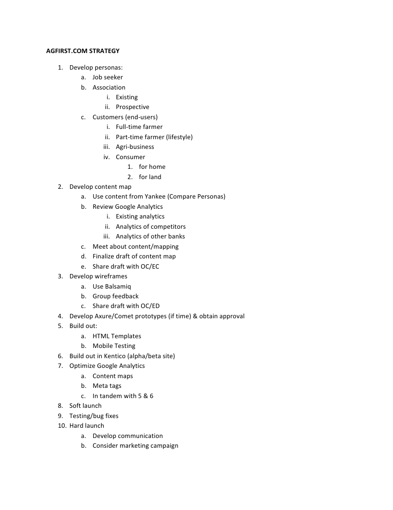 agfirst-strategy-document Preview of AgFirst website strategy document